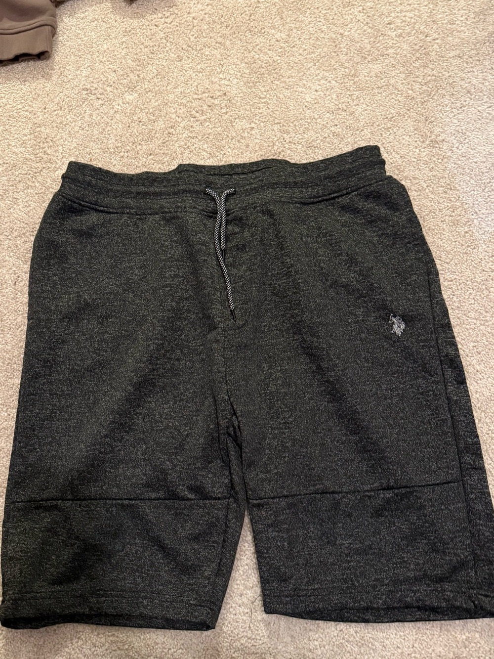 Men’s ' Black Heather Knit Drawstring Athletic Shorts
